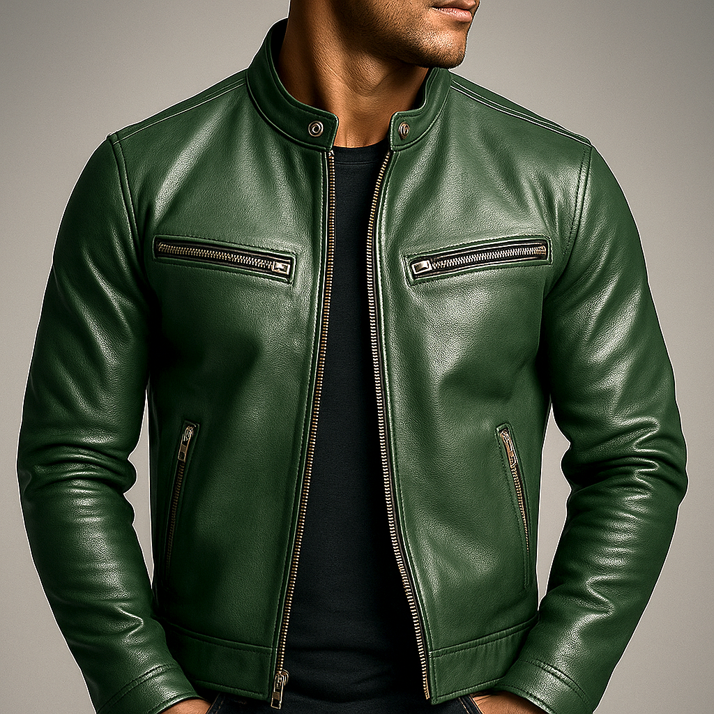 Heren Klassiek Biker Jack met Ritssluiting
