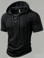 Heren Hoodie Overhemd met Kabelstructuur en Vetersluiting