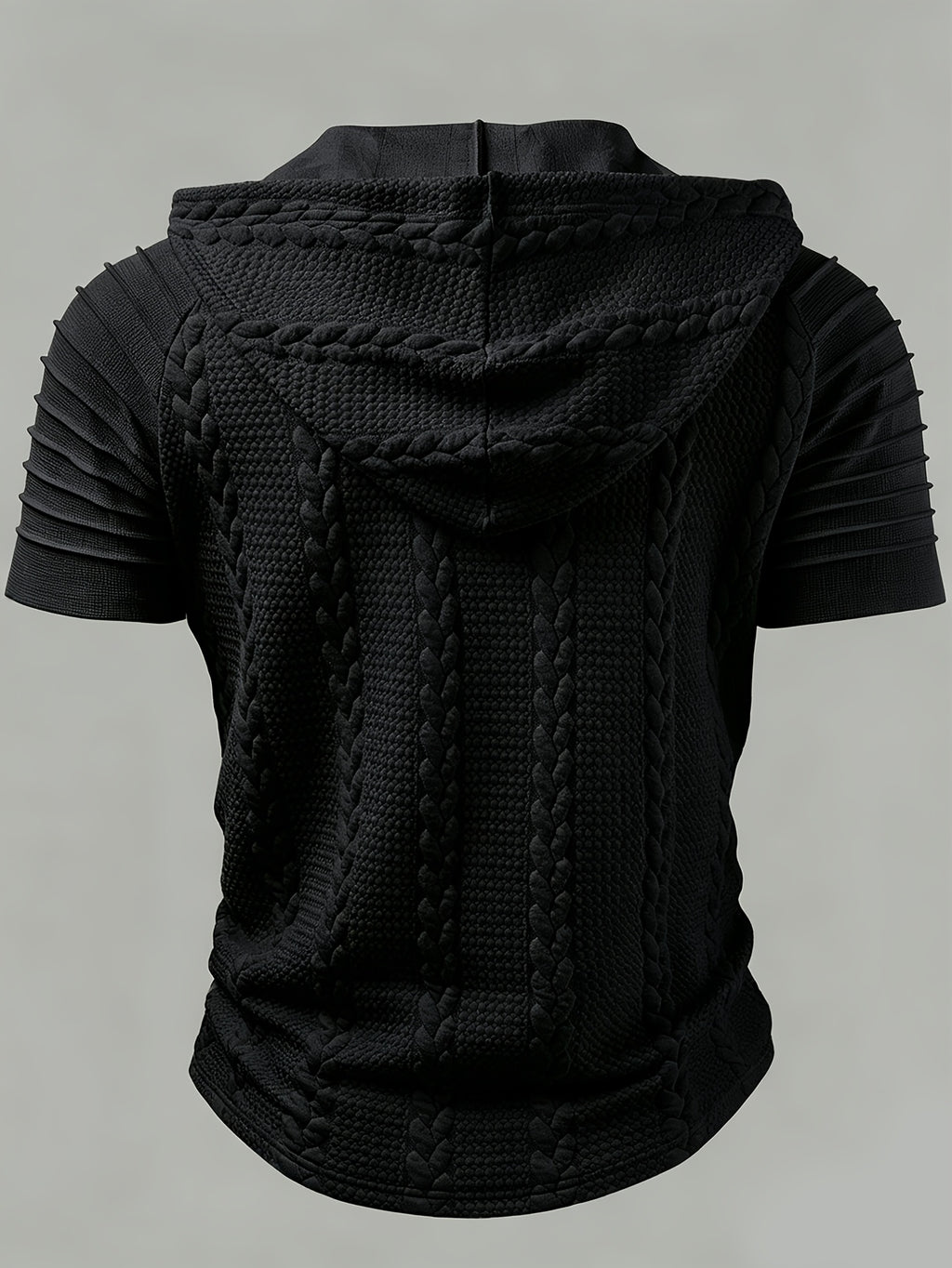 Heren Hoodie Overhemd met Kabelstructuur en Vetersluiting