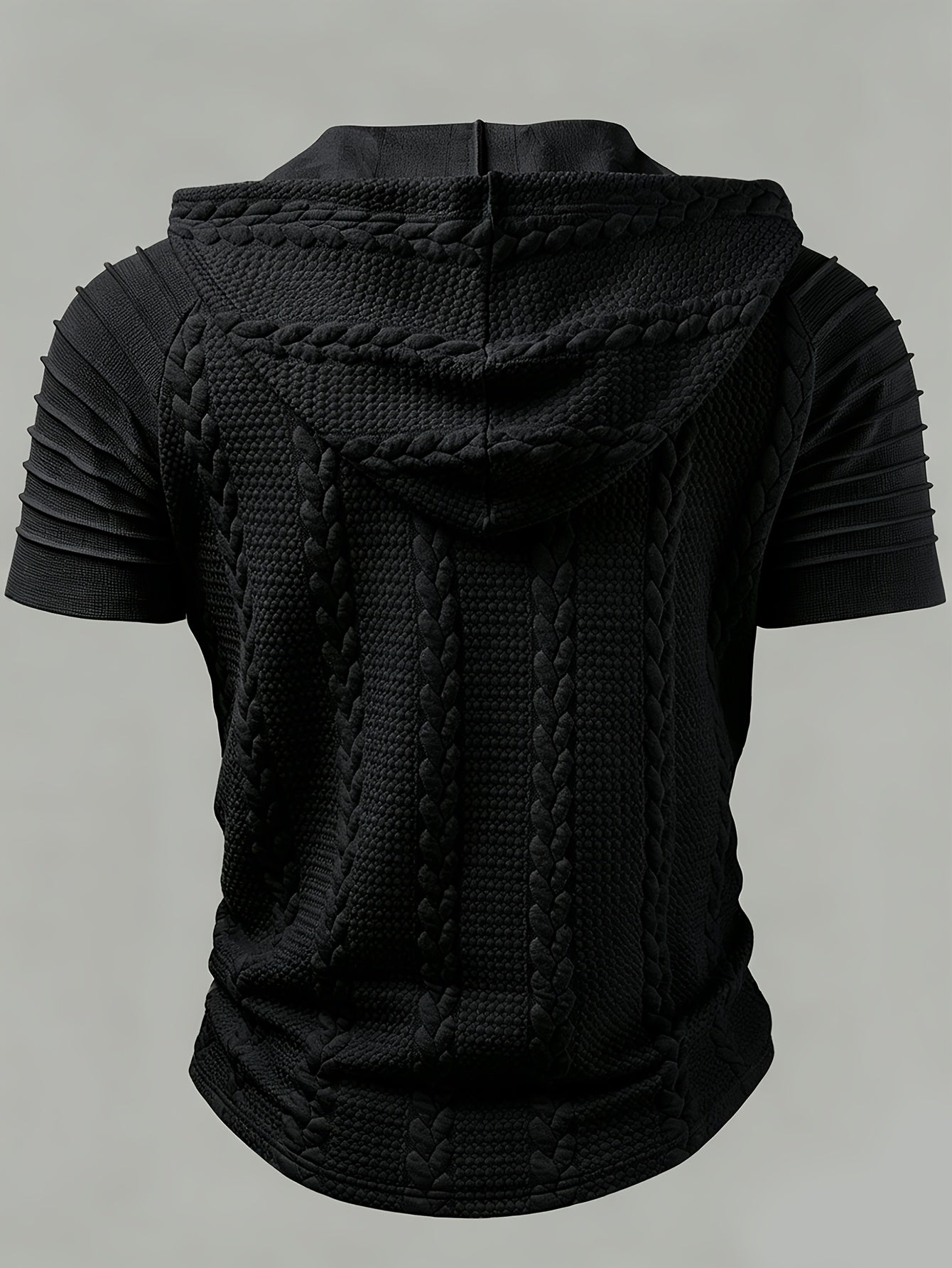 Heren Hoodie Overhemd met Kabelstructuur en Vetersluiting