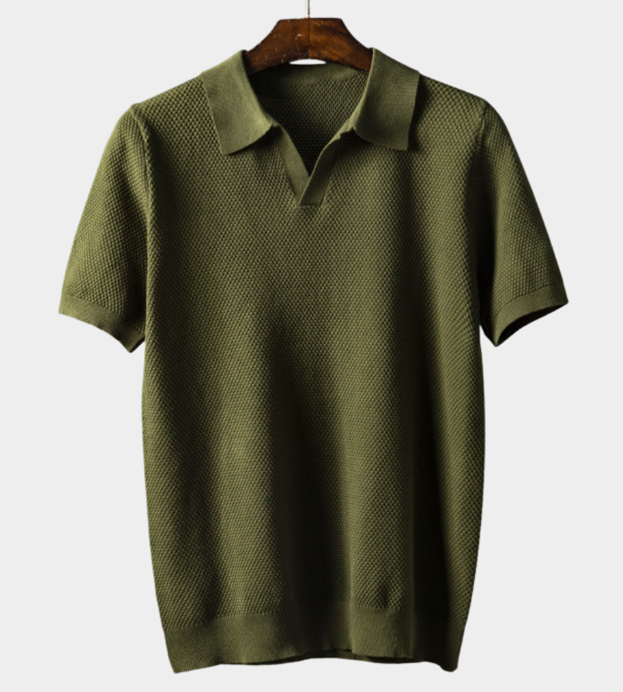 Heren Polo T-Shirt met Gebreide Structuur