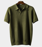 Heren Polo T-Shirt met Gebreide Structuur