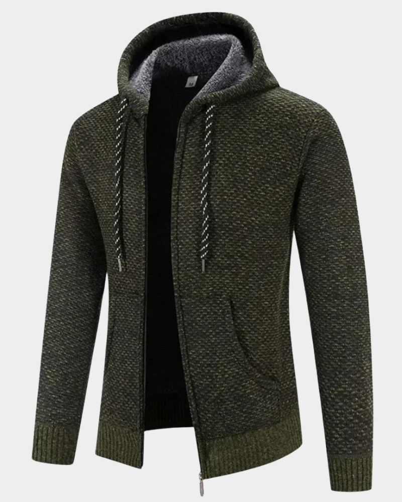 Heren Gebreide Hooded Jas met Ritssluiting