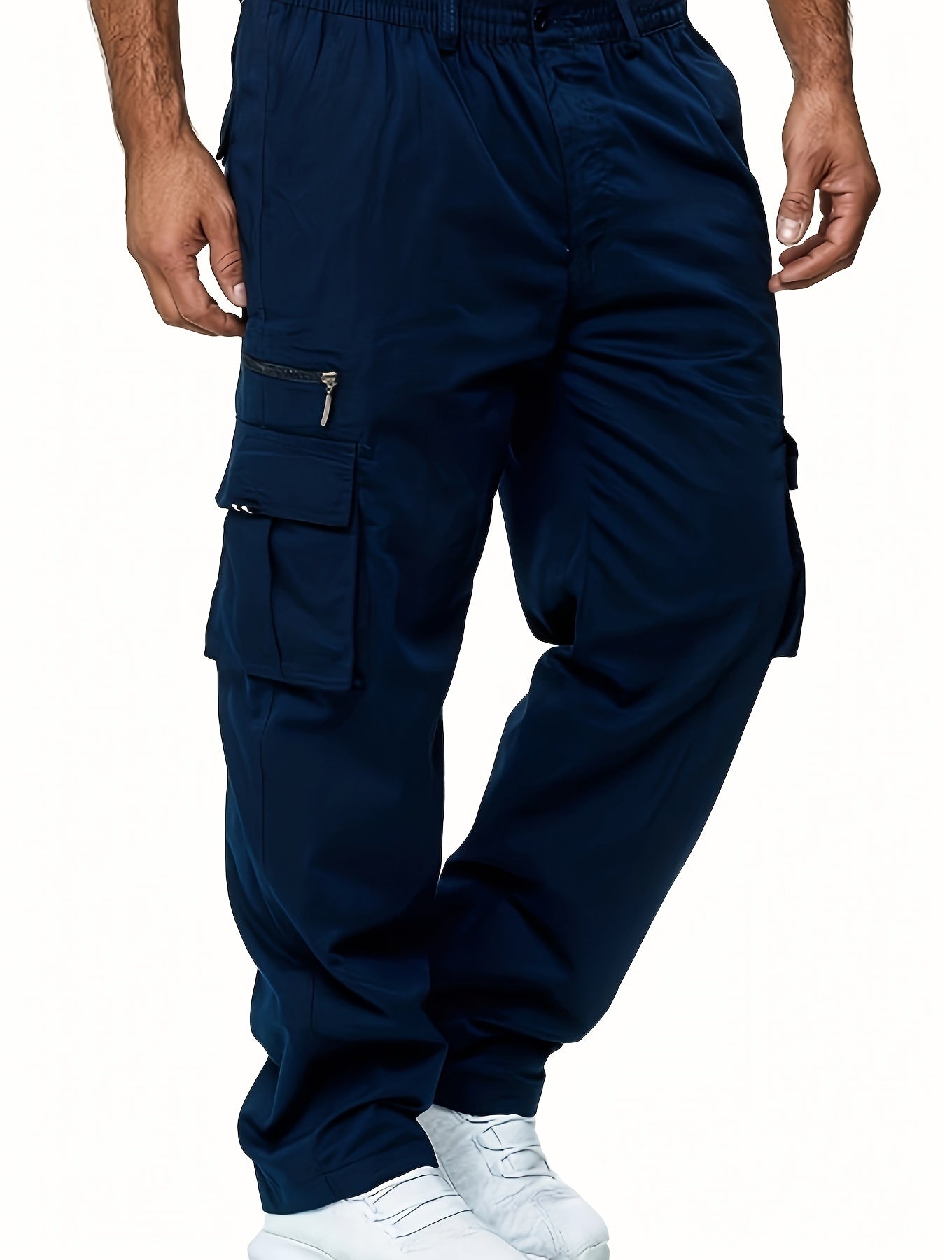 Heren Cargo Broek met Meerdere Zakken en Elastische Taille