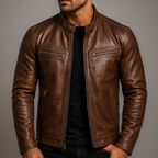 Heren Klassiek Biker Jack met Ritssluiting