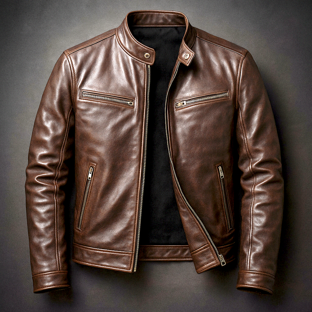 Heren Klassiek Biker Jack met Ritssluiting