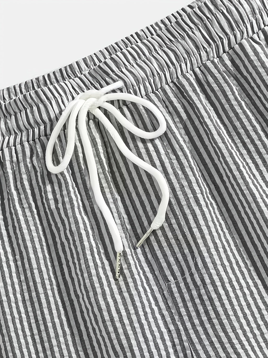 Heren Gestreepte Korte Broek met Elastische Tailleband