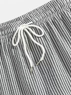 Heren Gestreepte Korte Broek met Elastische Tailleband