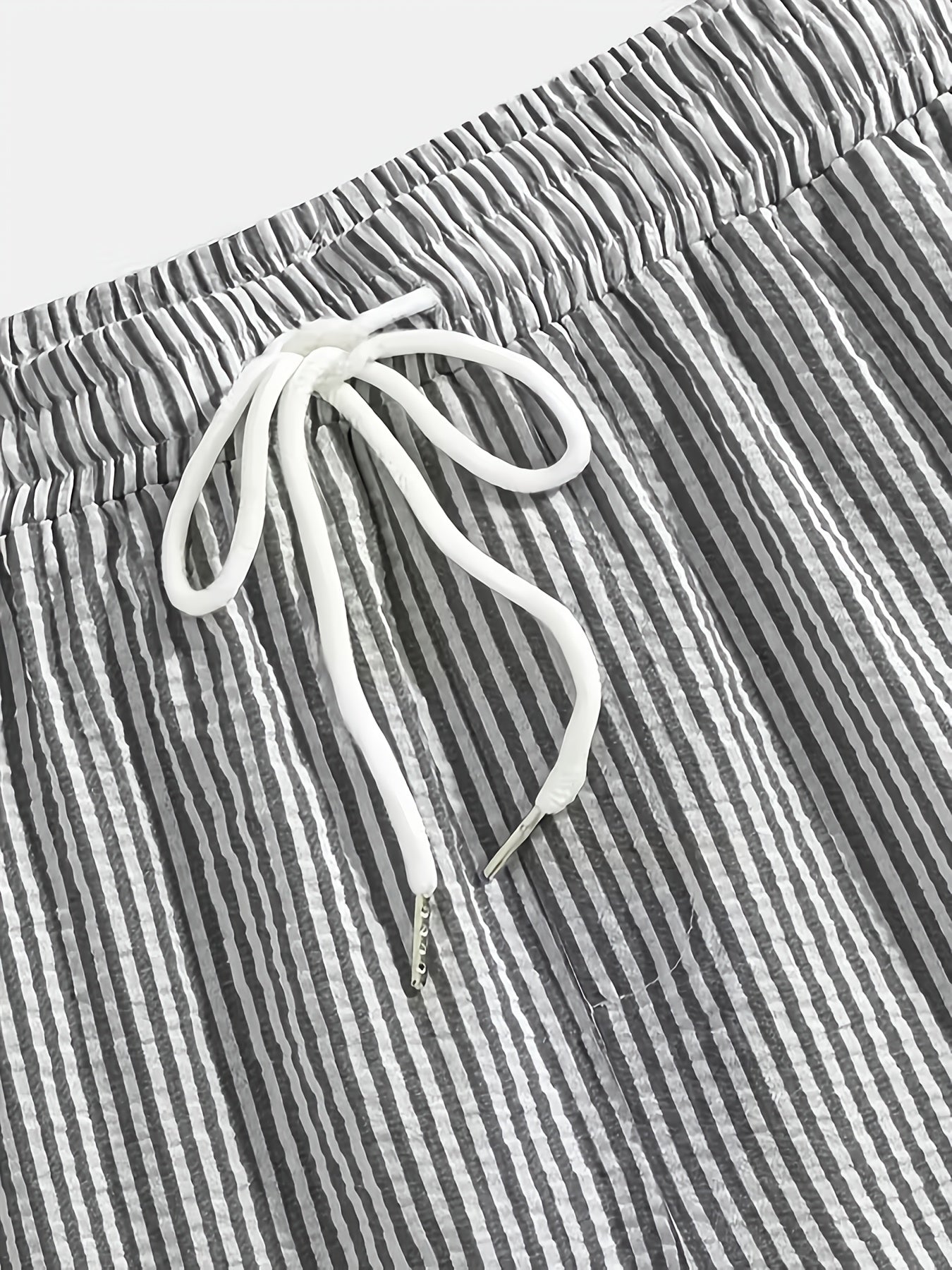 Heren Gestreepte Korte Broek met Elastische Tailleband