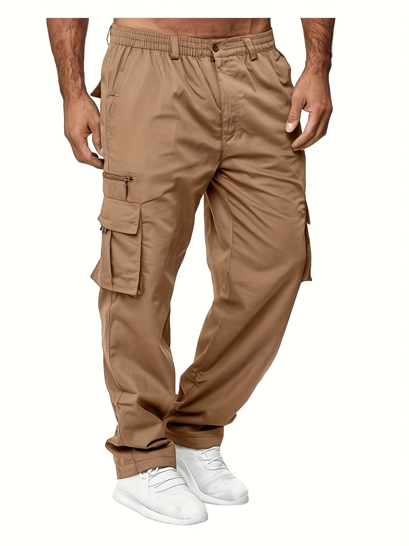 Heren Cargo Broek met Meerdere Zakken en Elastische Taille