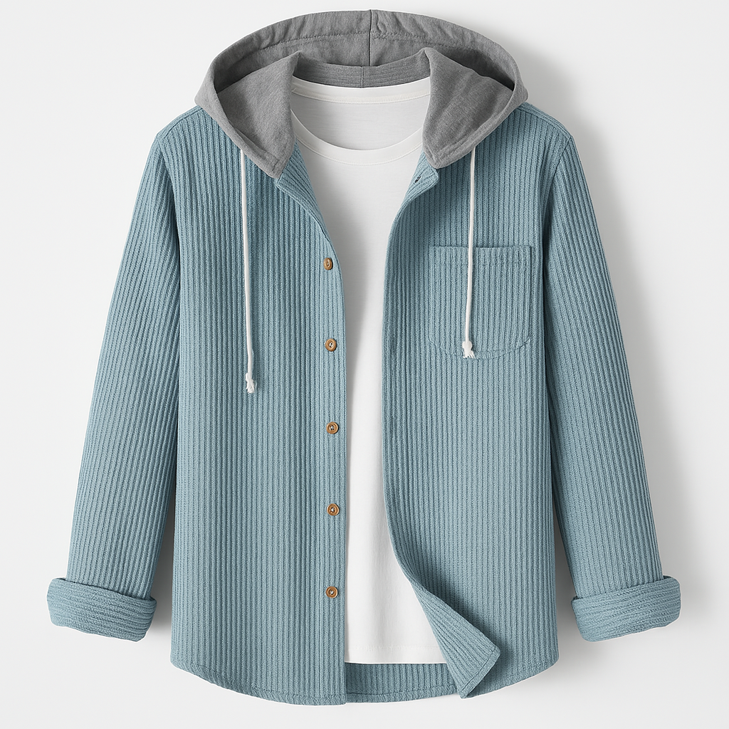 Heren Hoodie Jas met Ribstructuur