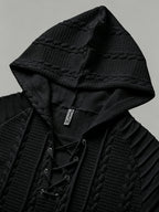 Heren Hoodie Overhemd met Kabelstructuur en Vetersluiting