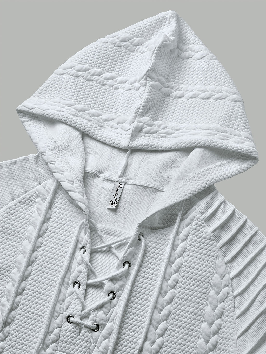 Heren Hoodie Overhemd met Kabelstructuur en Vetersluiting