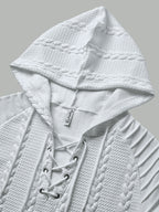 Heren Hoodie Overhemd met Kabelstructuur en Vetersluiting