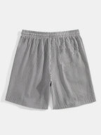 Heren Gestreepte Korte Broek met Elastische Tailleband
