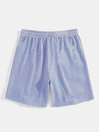 Heren Gestreepte Korte Broek met Elastische Tailleband