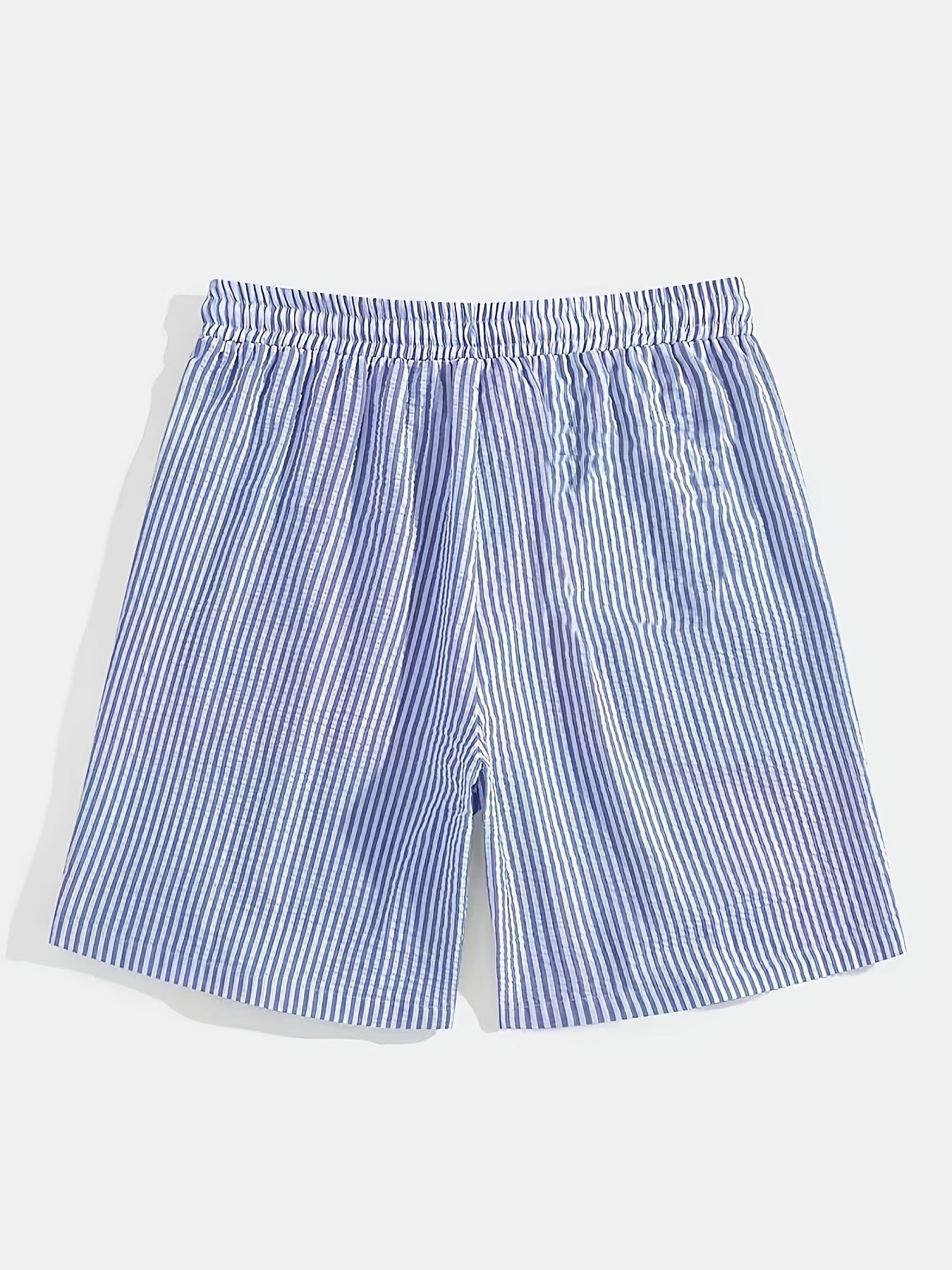 Heren Gestreepte Korte Broek met Elastische Tailleband