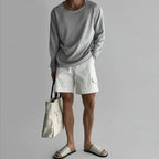 Heren Gebreid Shirt met Lange Mouwen en Ronde Hals