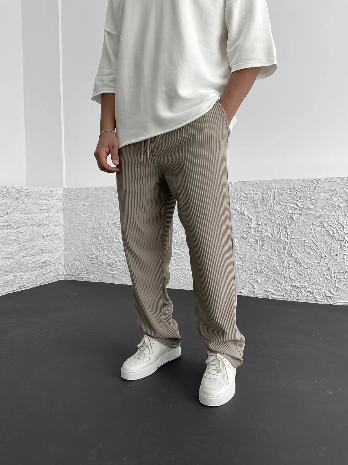 Heren Geribde Comfort Broek