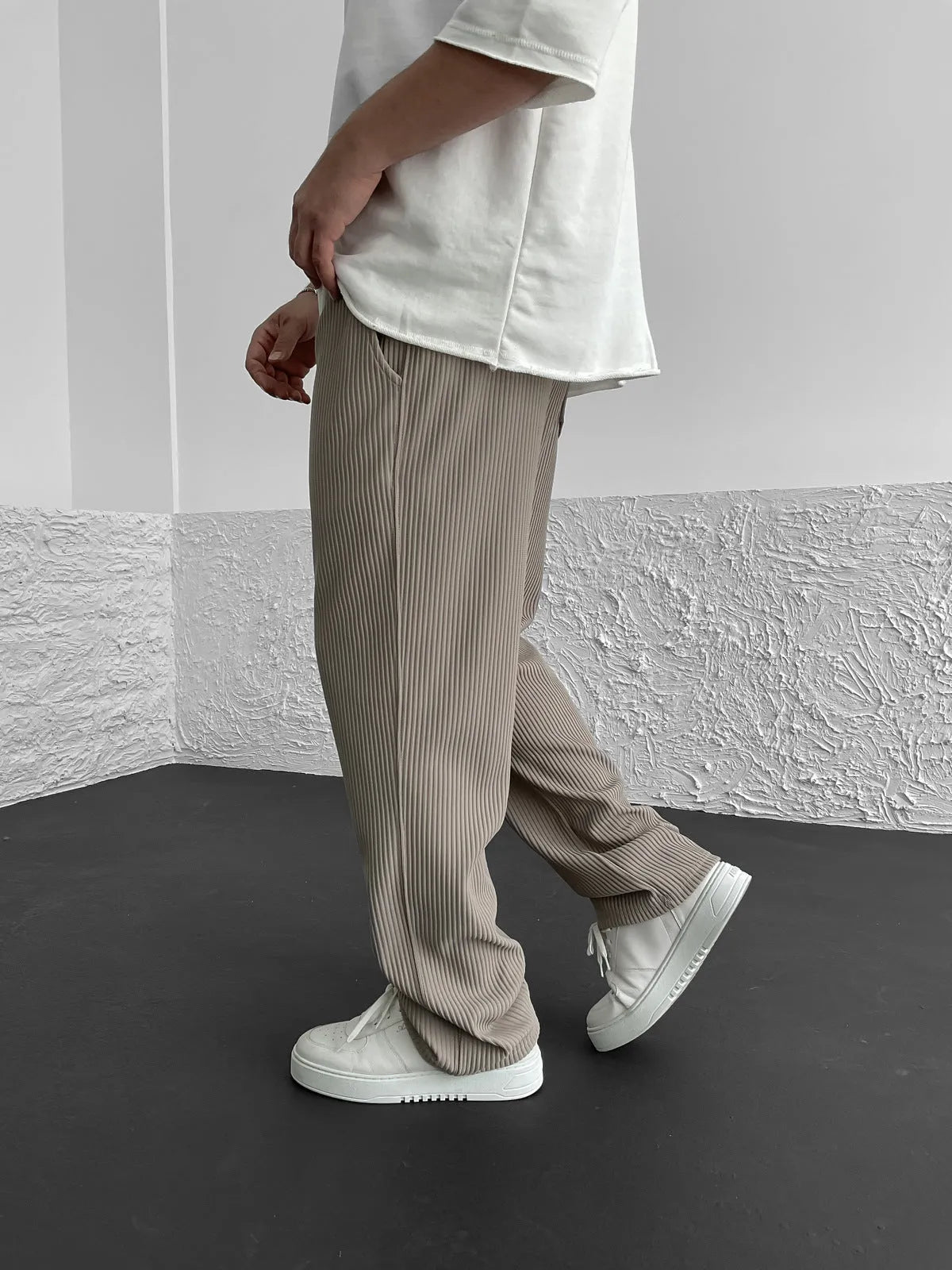 Heren Geribde Comfort Broek