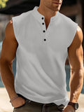 Heren Mouwloze Henley Overhemd met Knoopsluiting