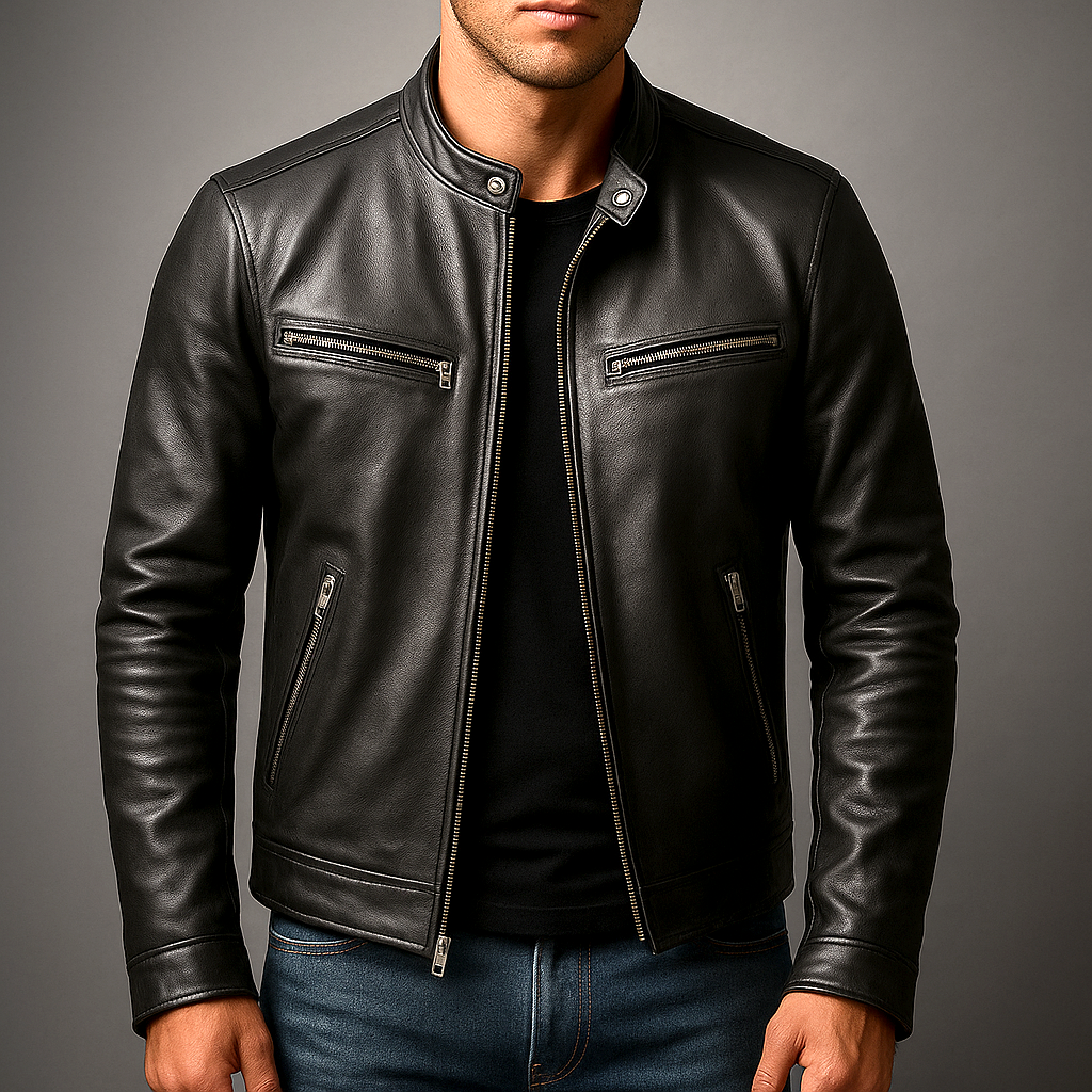 Heren Klassiek Biker Jack met Ritssluiting