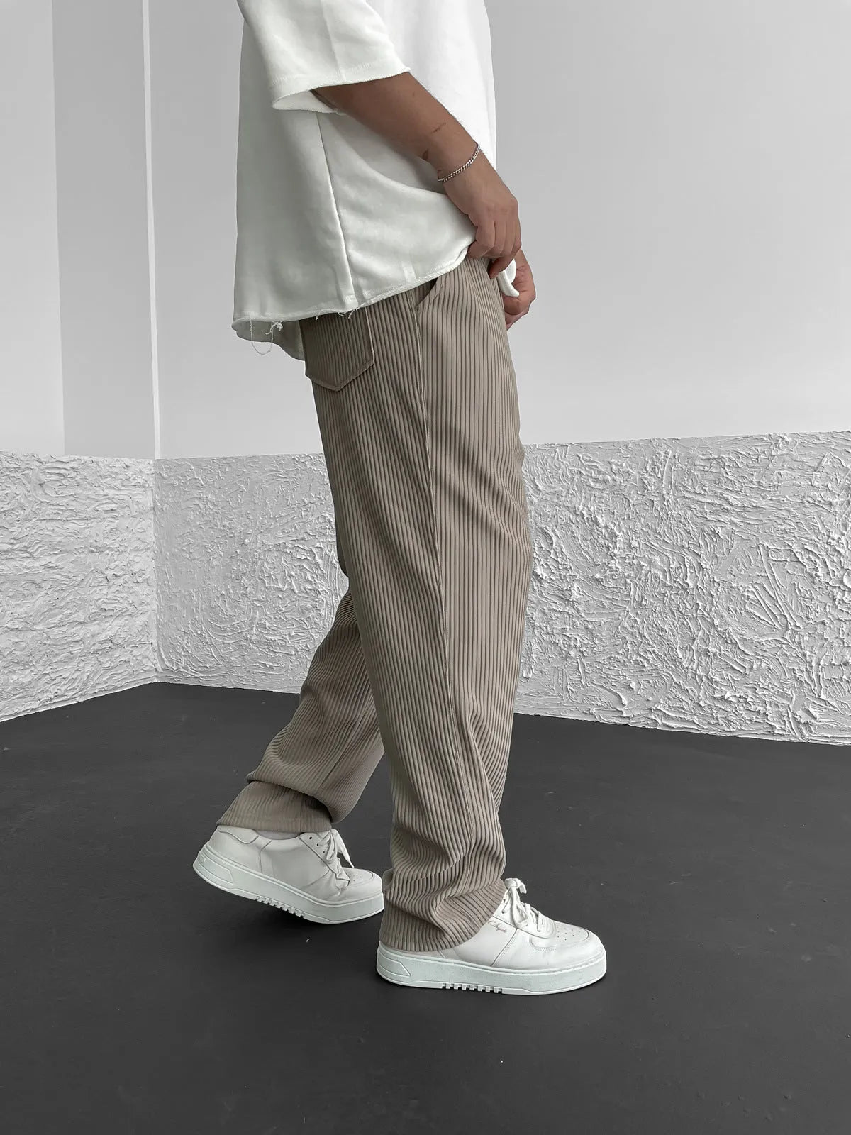 Heren Geribde Comfort Broek
