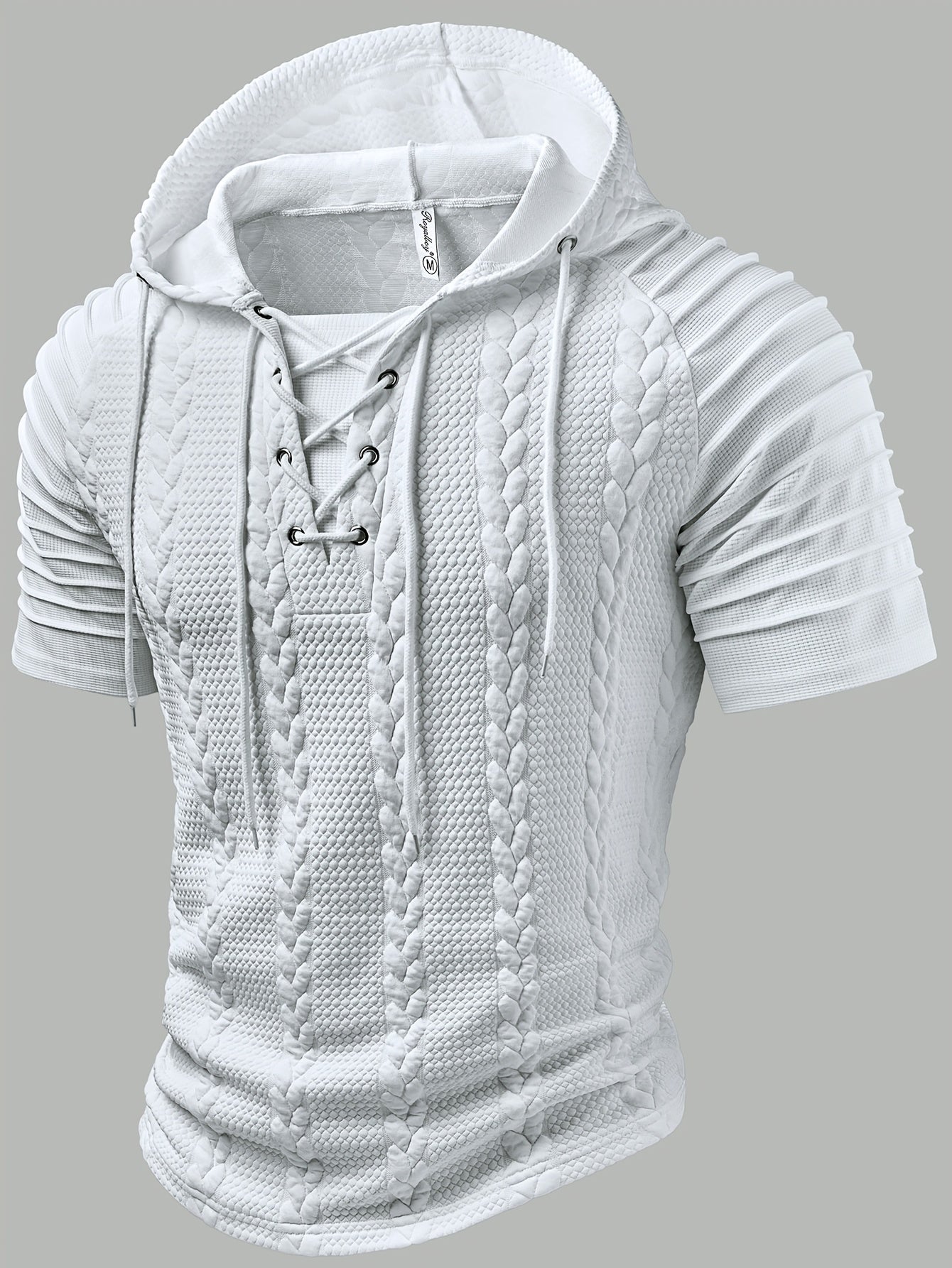 Heren Hoodie Overhemd met Kabelstructuur en Vetersluiting