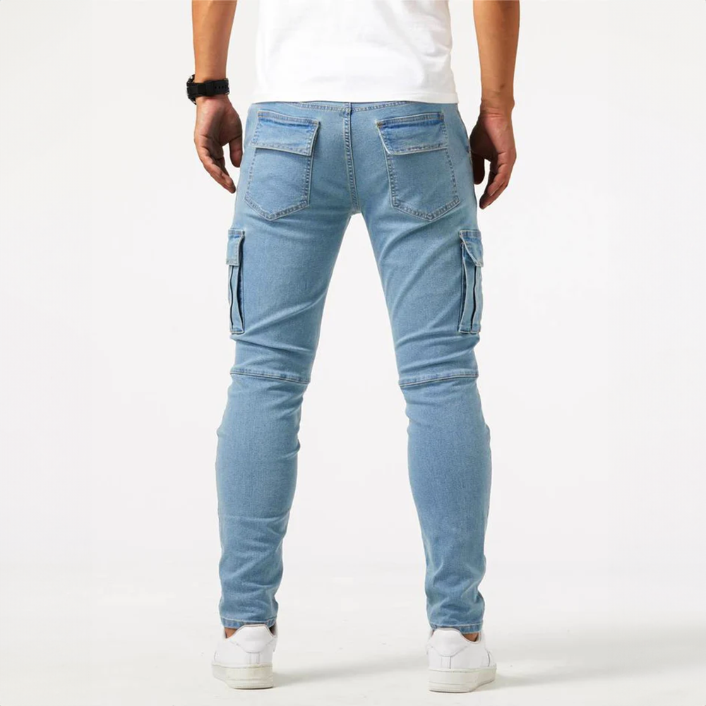 Heren Cargo Broek met Meerdere Zakken en Smalle Pijpen