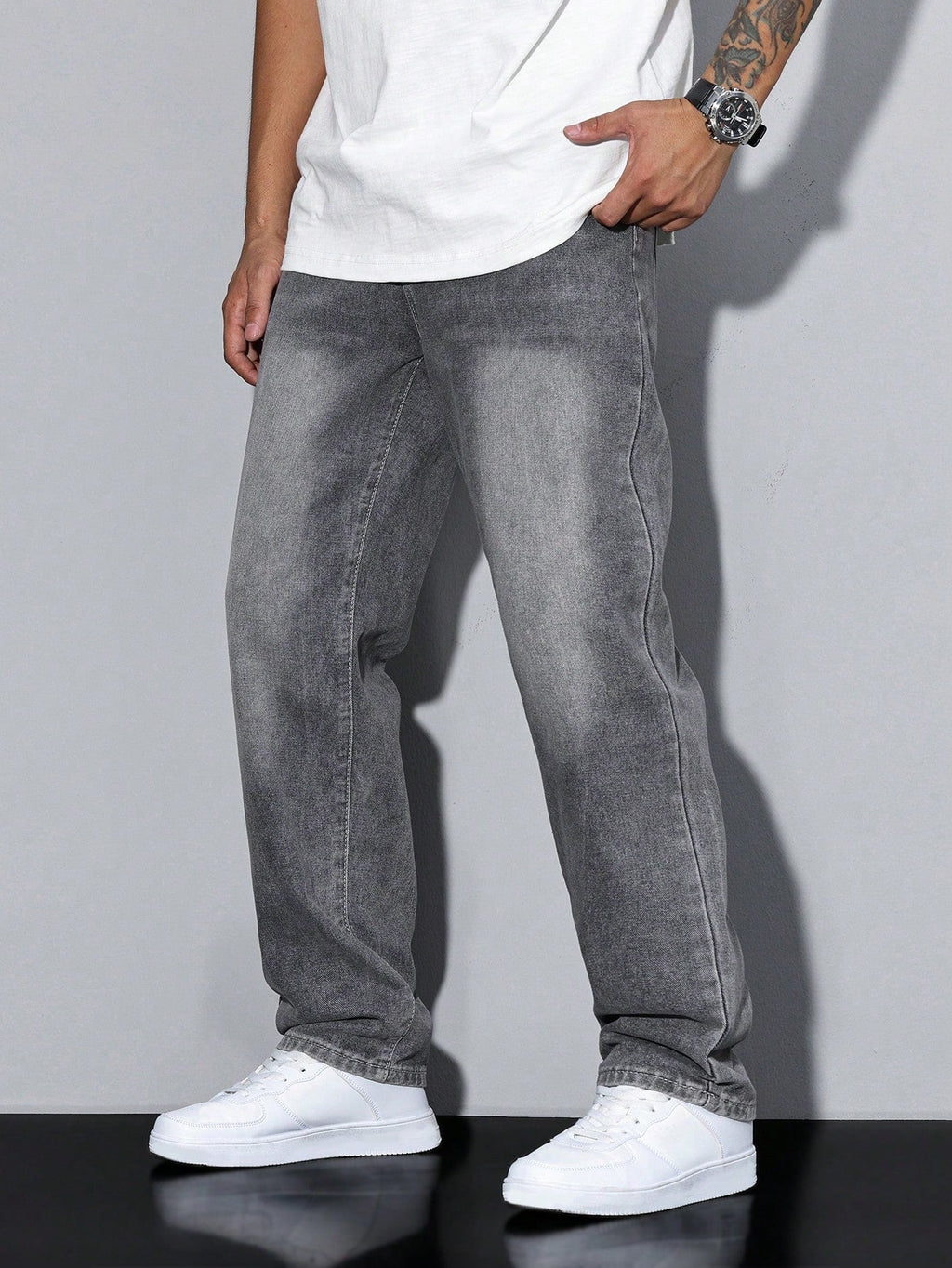 Heren Baggy Denim Broek met Rechte Pijpen