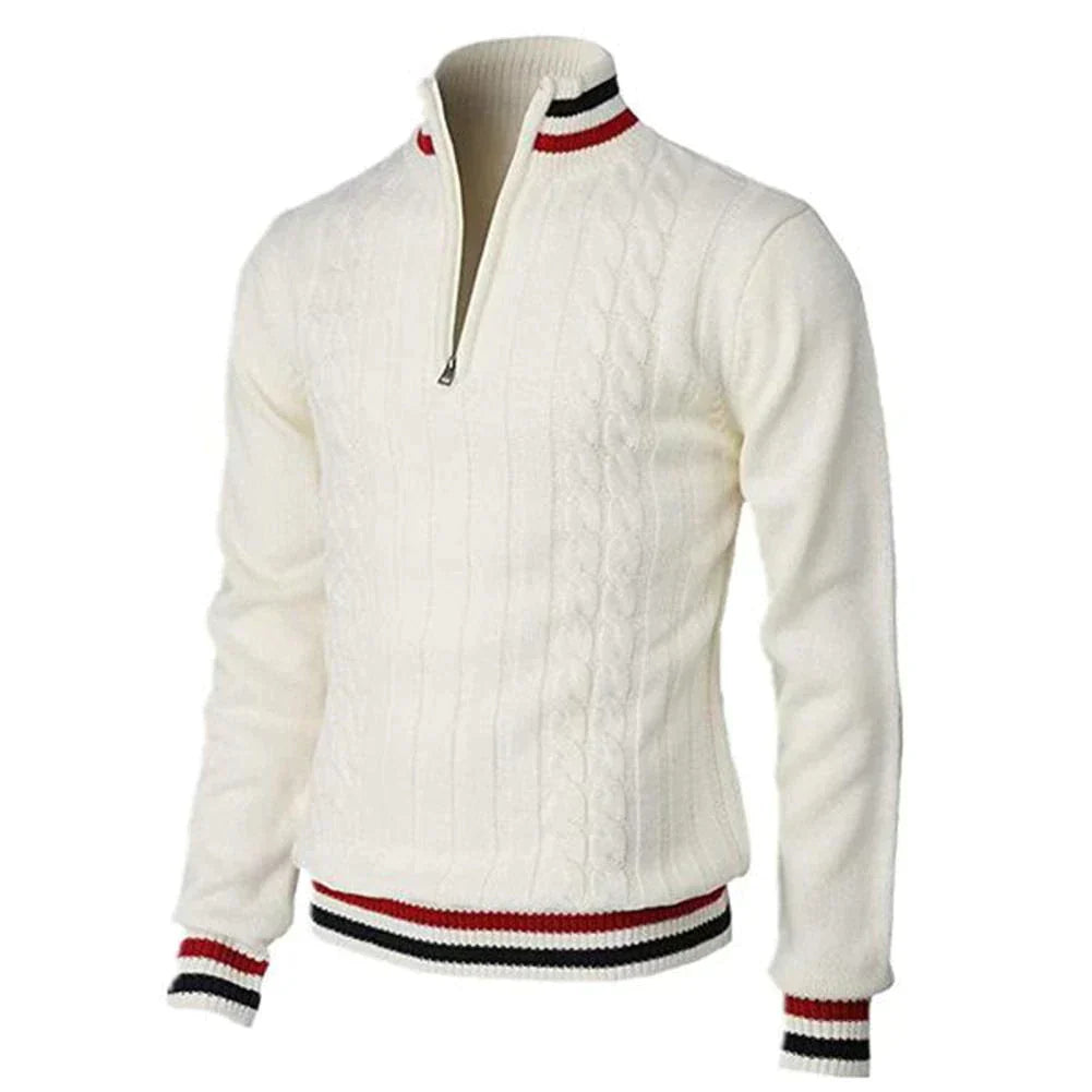 Heren Kabelgebreide Half Zip Trui