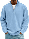 Heren Geribde Half Zip Trui met Relaxte Pasvorm