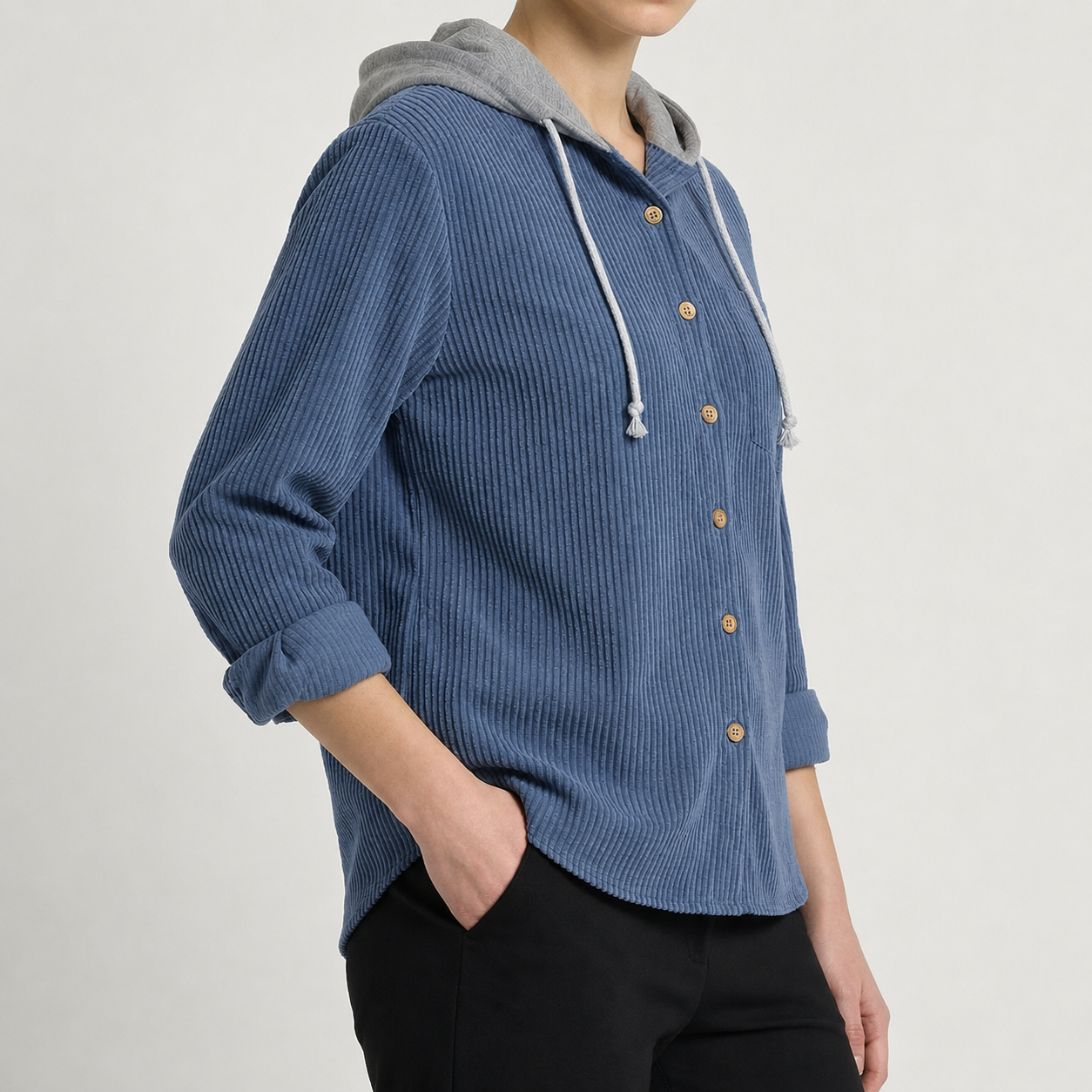 Heren Hoodie Jas met Ribstructuur