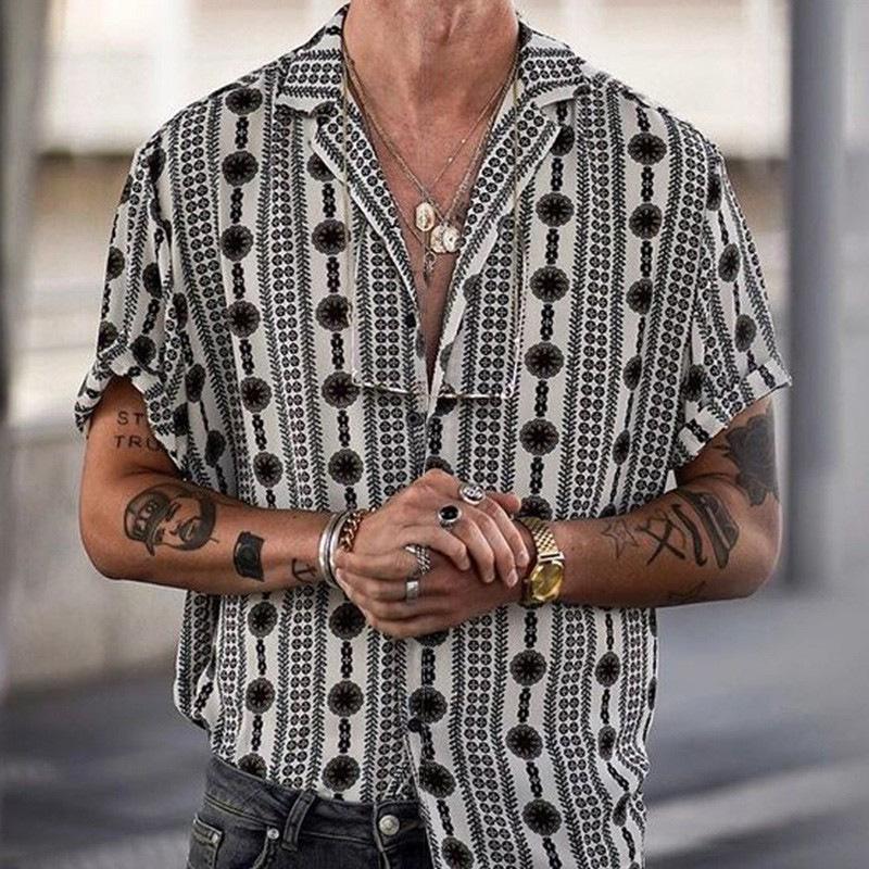 Heren Casual Overhemd met Reverskraag en Print