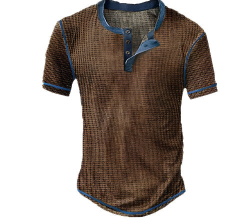 Heren Wafelstructuur Henley Shirt