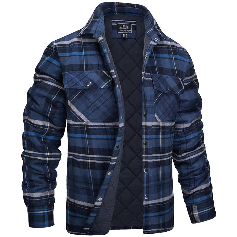 Heren Gewatteerde Geruite Overshirt Jas