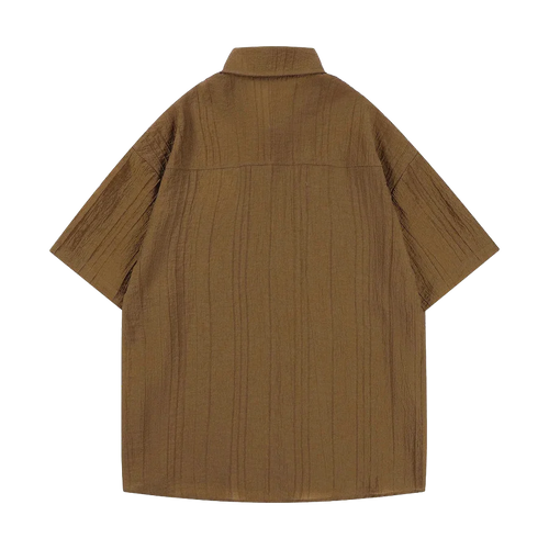 Heren Bruin Overhemd met Korte Mouwen