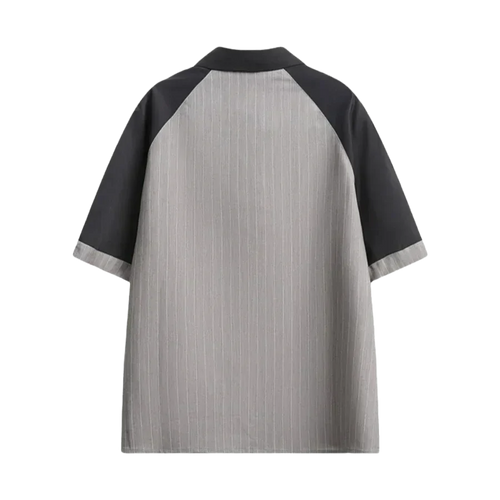 Heren Grijs en Zwart Overhemd met Korte Mouwen