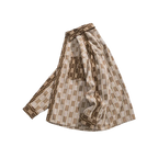 Heren Khaki en Crème Overhemd met Lange Mouwen