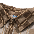 Heren Khaki en Crème Overhemd met Lange Mouwen