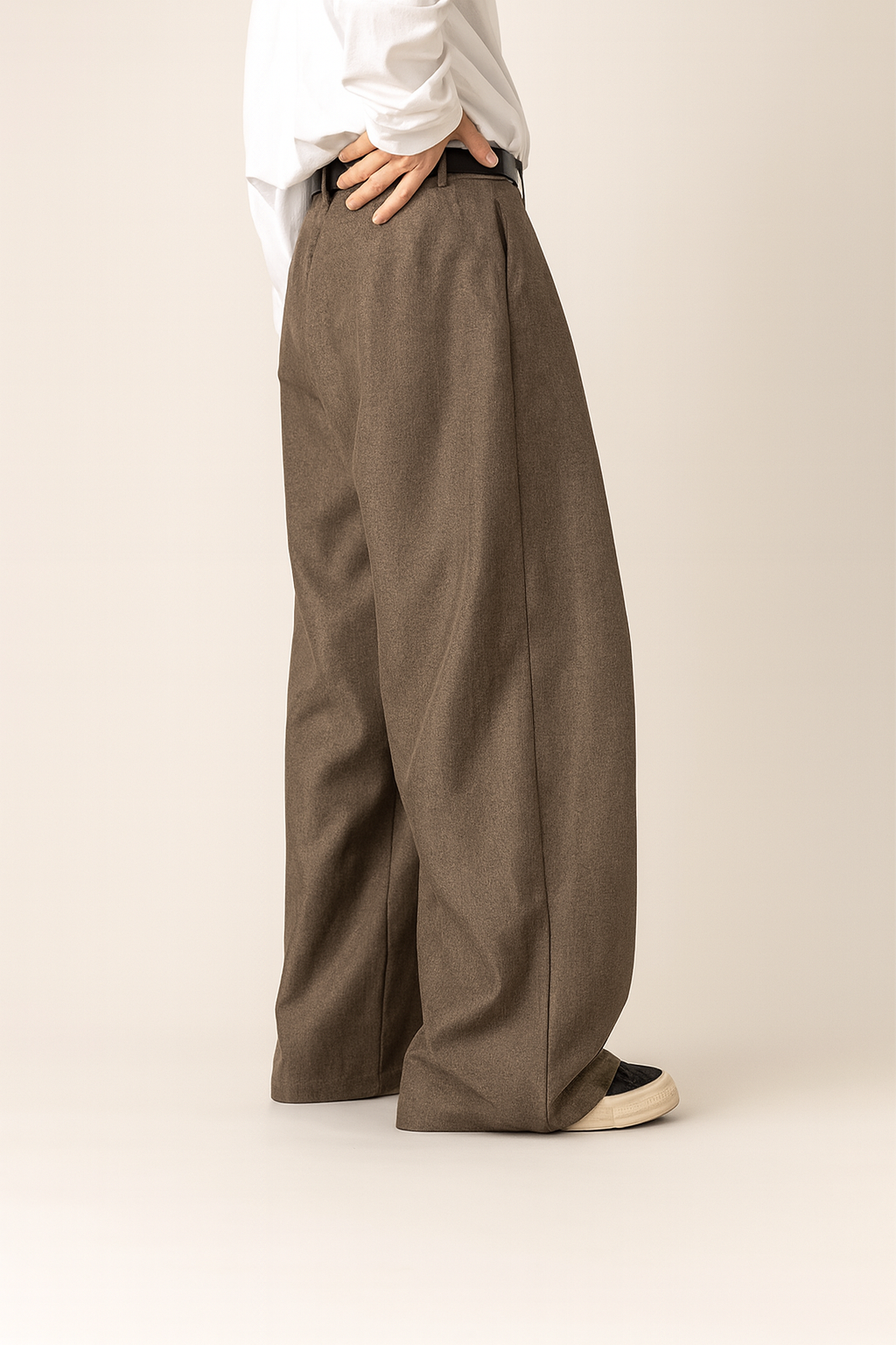 Heren Wijde Pantalon met Geplooide Voorkant