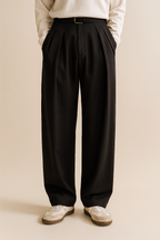 Heren Wijde Pantalon met Geplooide Voorkant