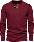 Heren Geribd Henley Shirt met Lange Mouwen