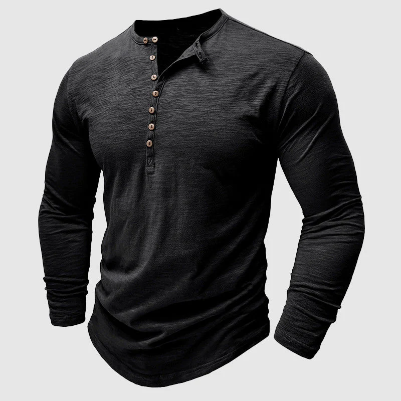 Heren Henley Shirt met Lange Mouwen