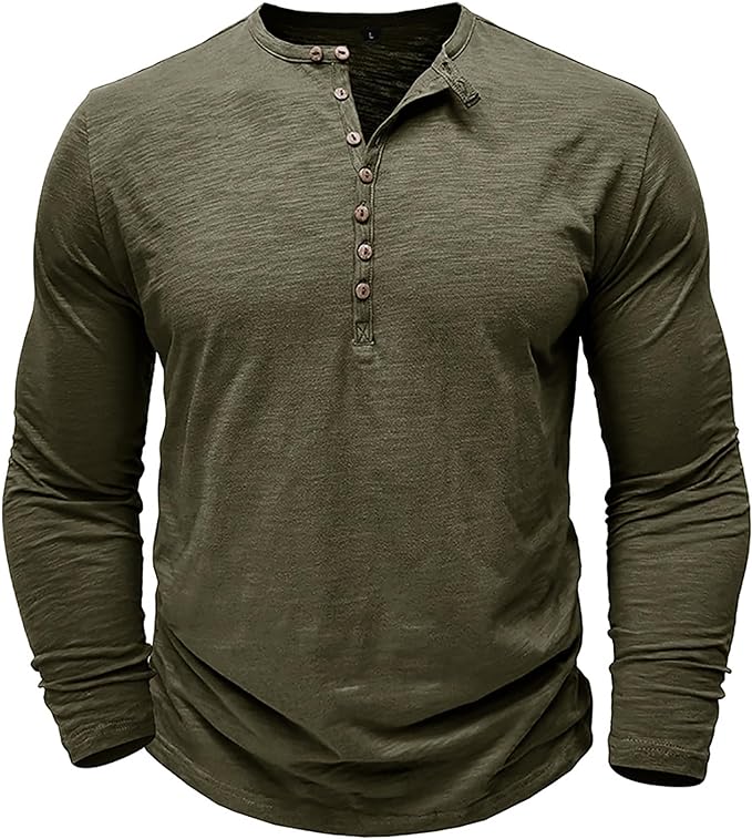 Heren Henley Shirt met Lange Mouwen