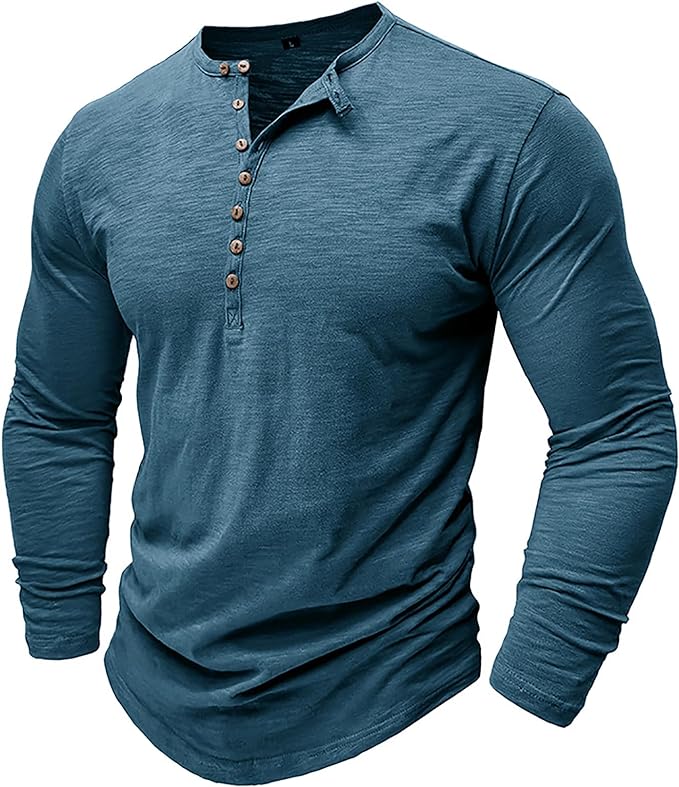 Heren Henley Shirt met Lange Mouwen