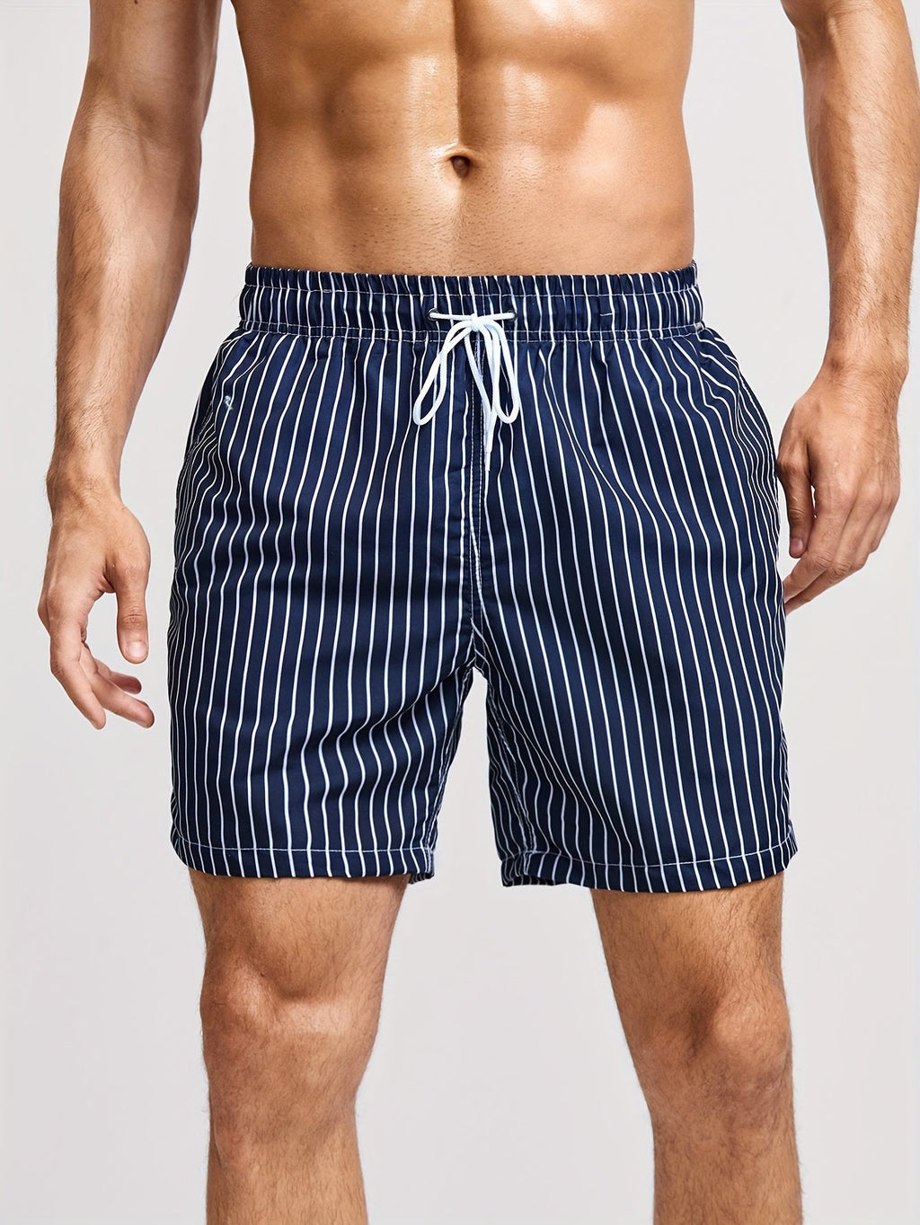 Heren Gestreepte Zwemshort met Trekkoord