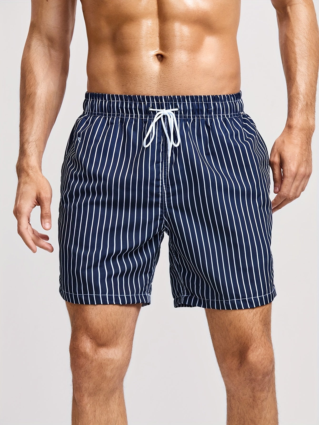 Heren Gestreepte Zwemshort met Trekkoord