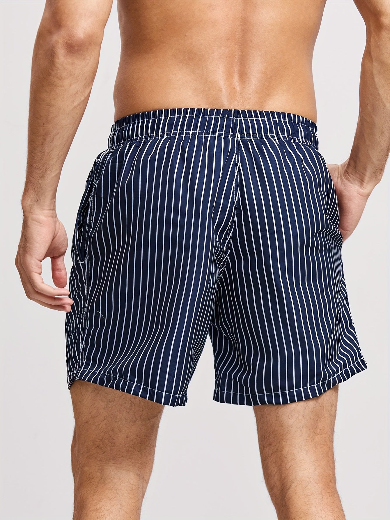 Heren Gestreepte Zwemshort met Trekkoord