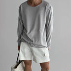 Heren Gebreid Shirt met Lange Mouwen en Ronde Hals